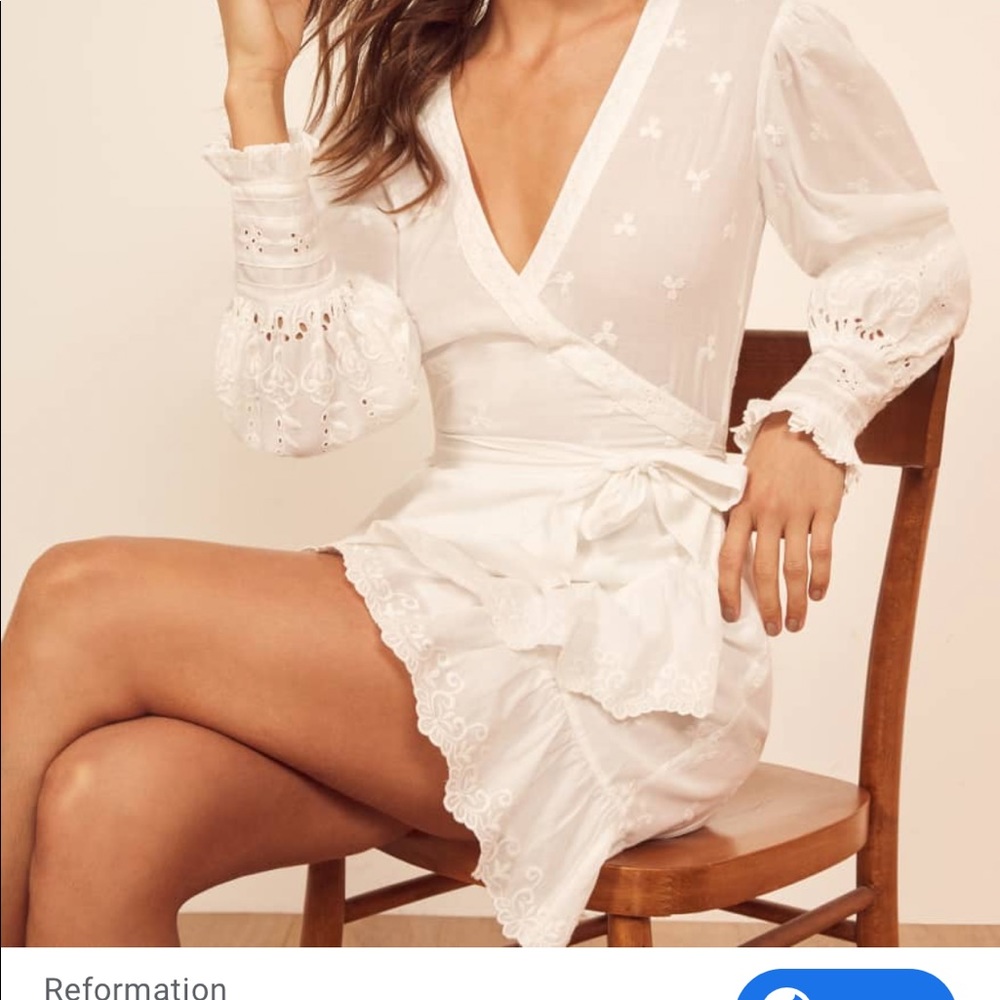 Reformation Harriet White Dress, XS